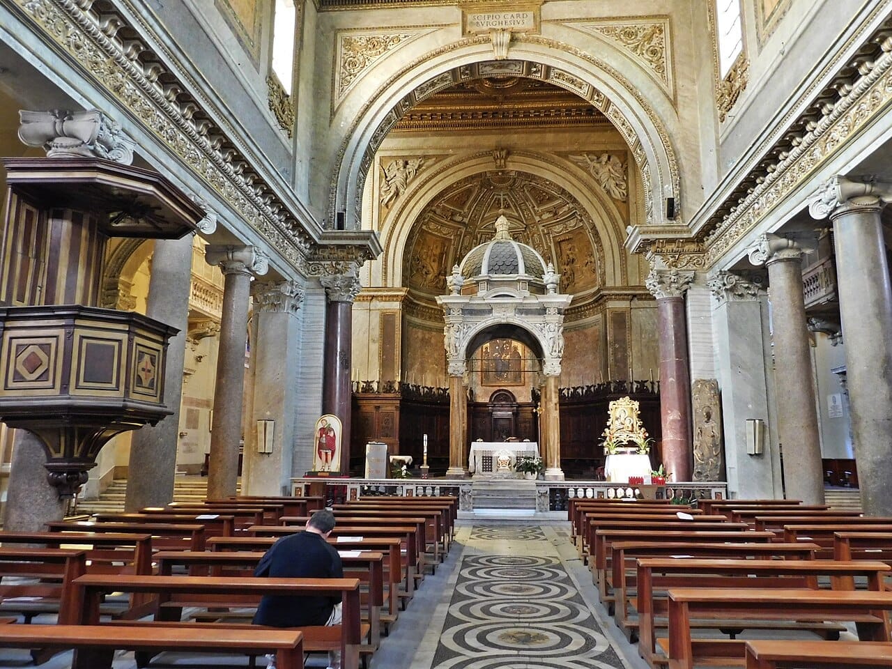 Facade of San Crisogono in Trastevere, Rome.