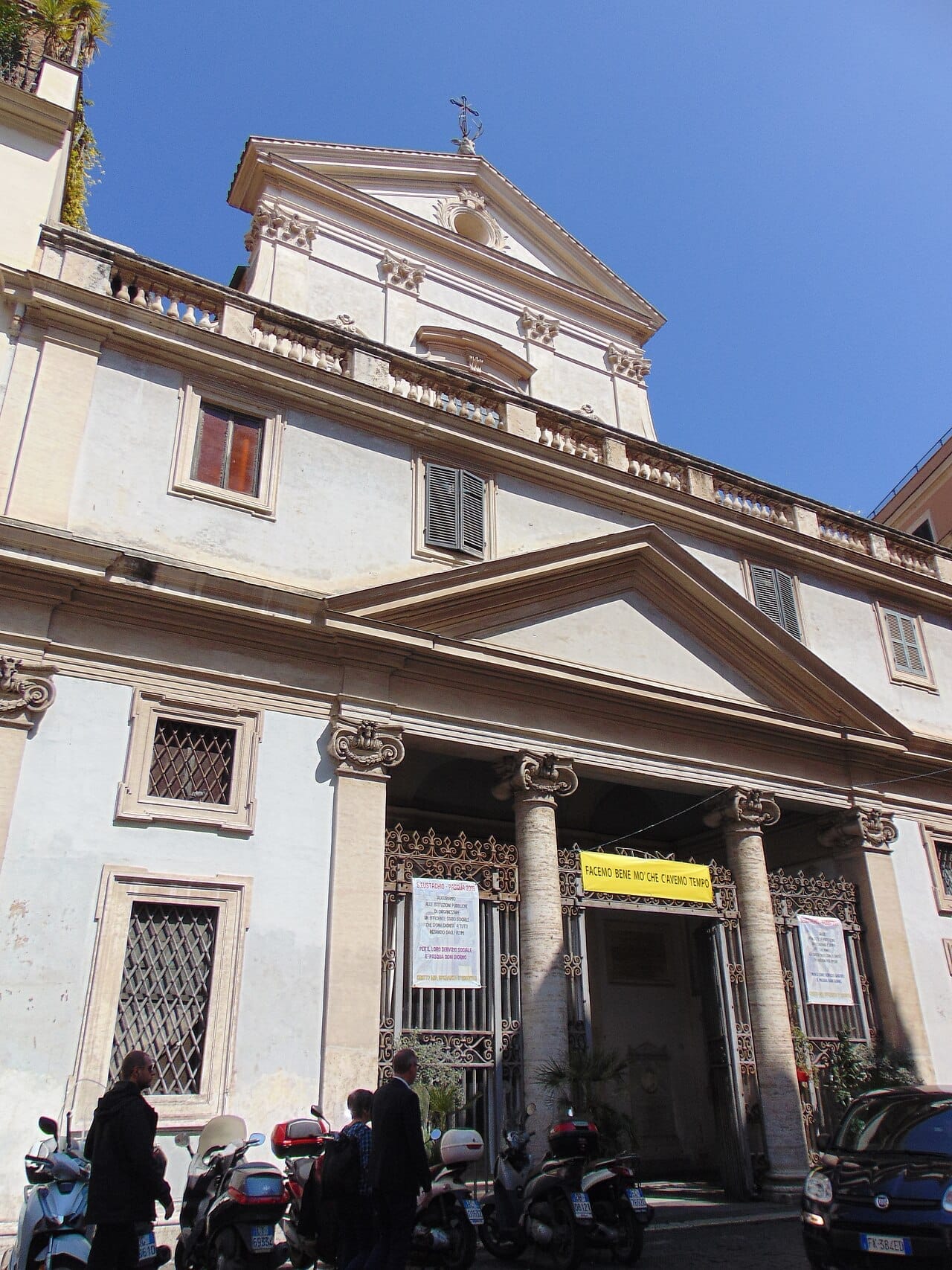 Facade of the Basilica of Sant Eustachio in Rome.