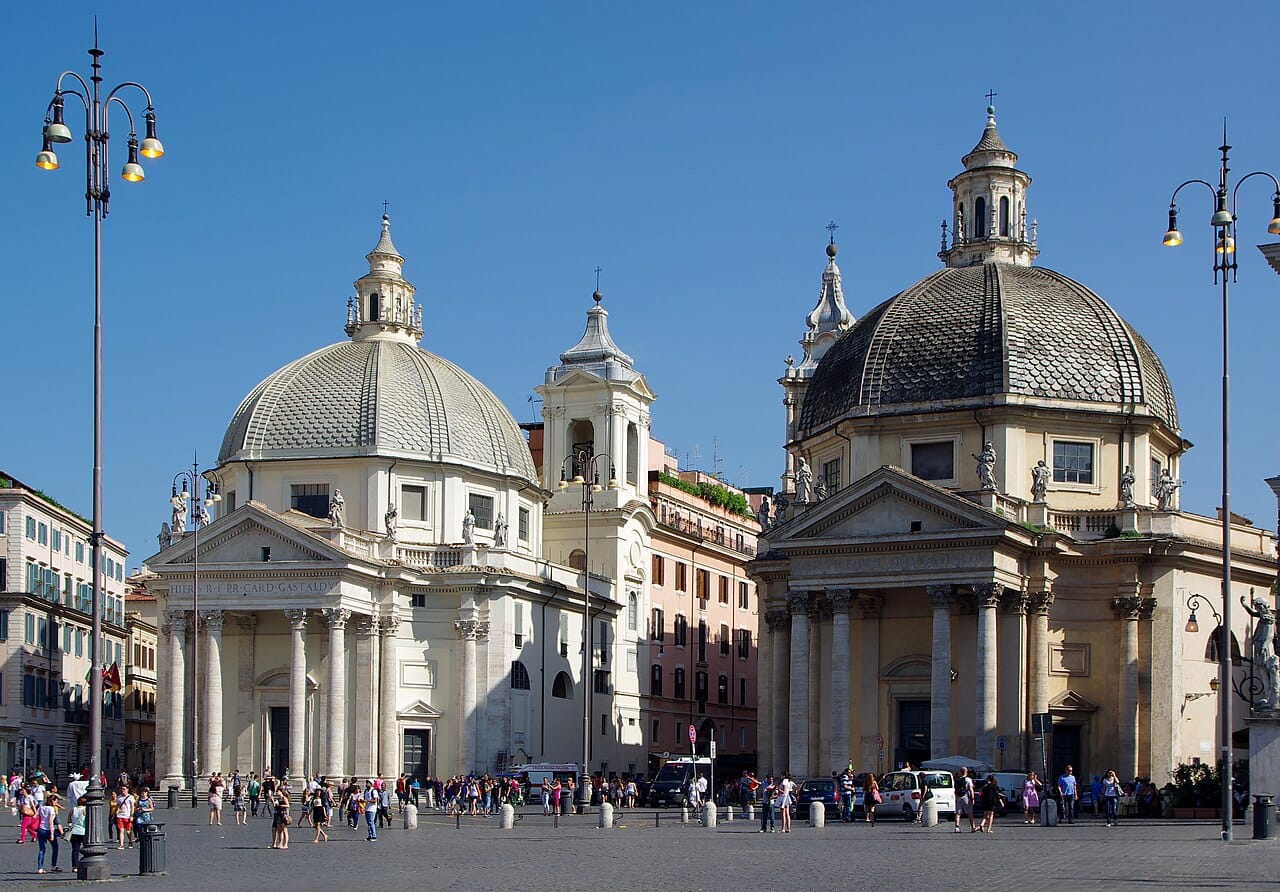 Santa Maria in Montesanto and Santa Maria dei Miracoli at Piazza del Popolo in Rome.