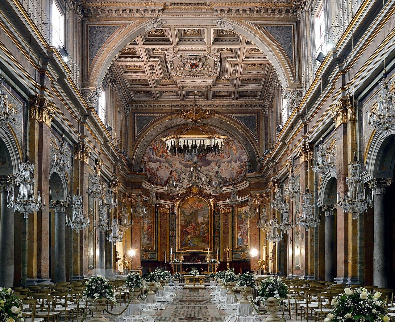 Interior of Santi Giovanni e Paolo al Celio in Rome.